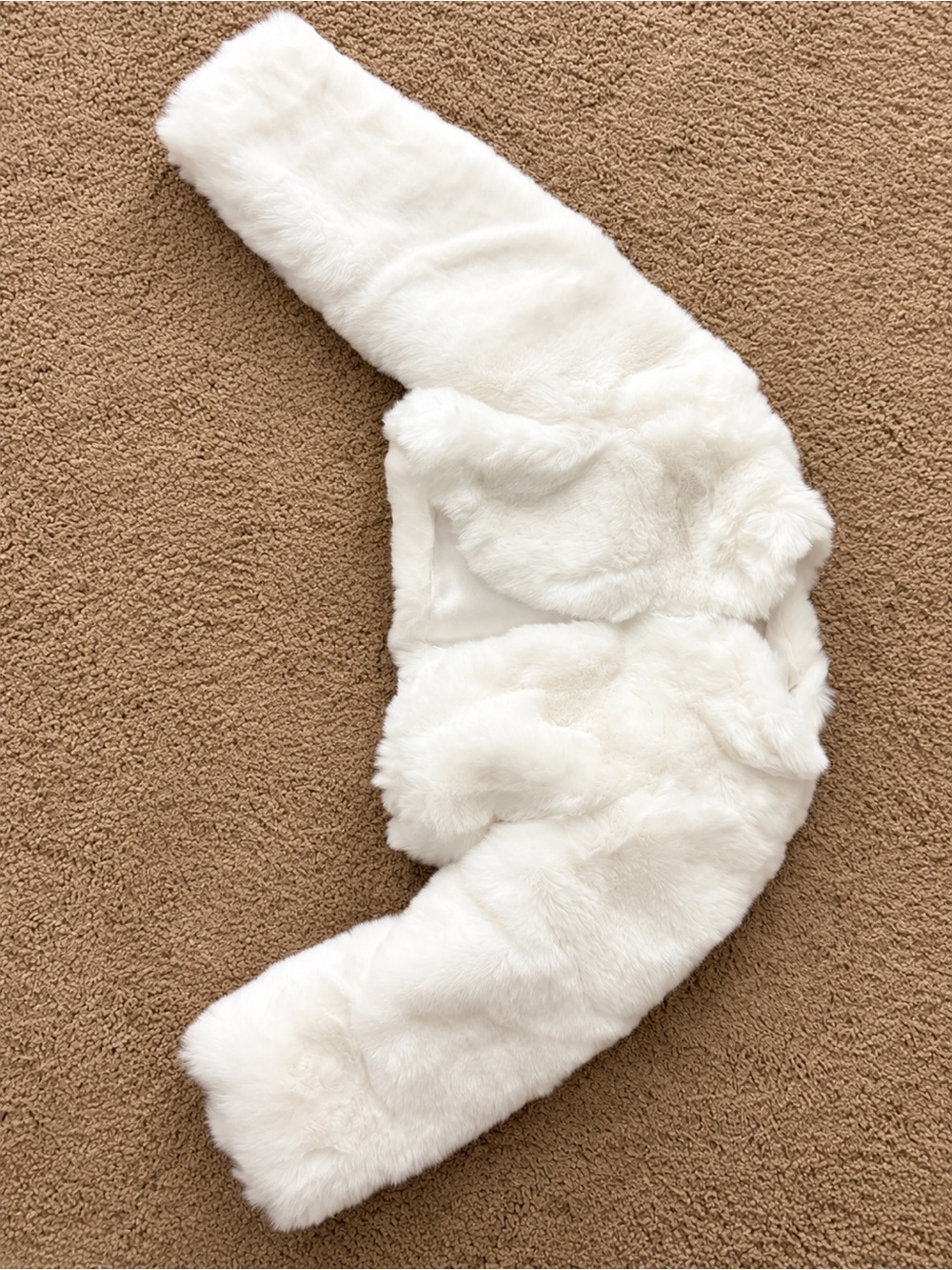 Girls' Cream Faux Fur Teddy Jacket - Cozy Plush Coat